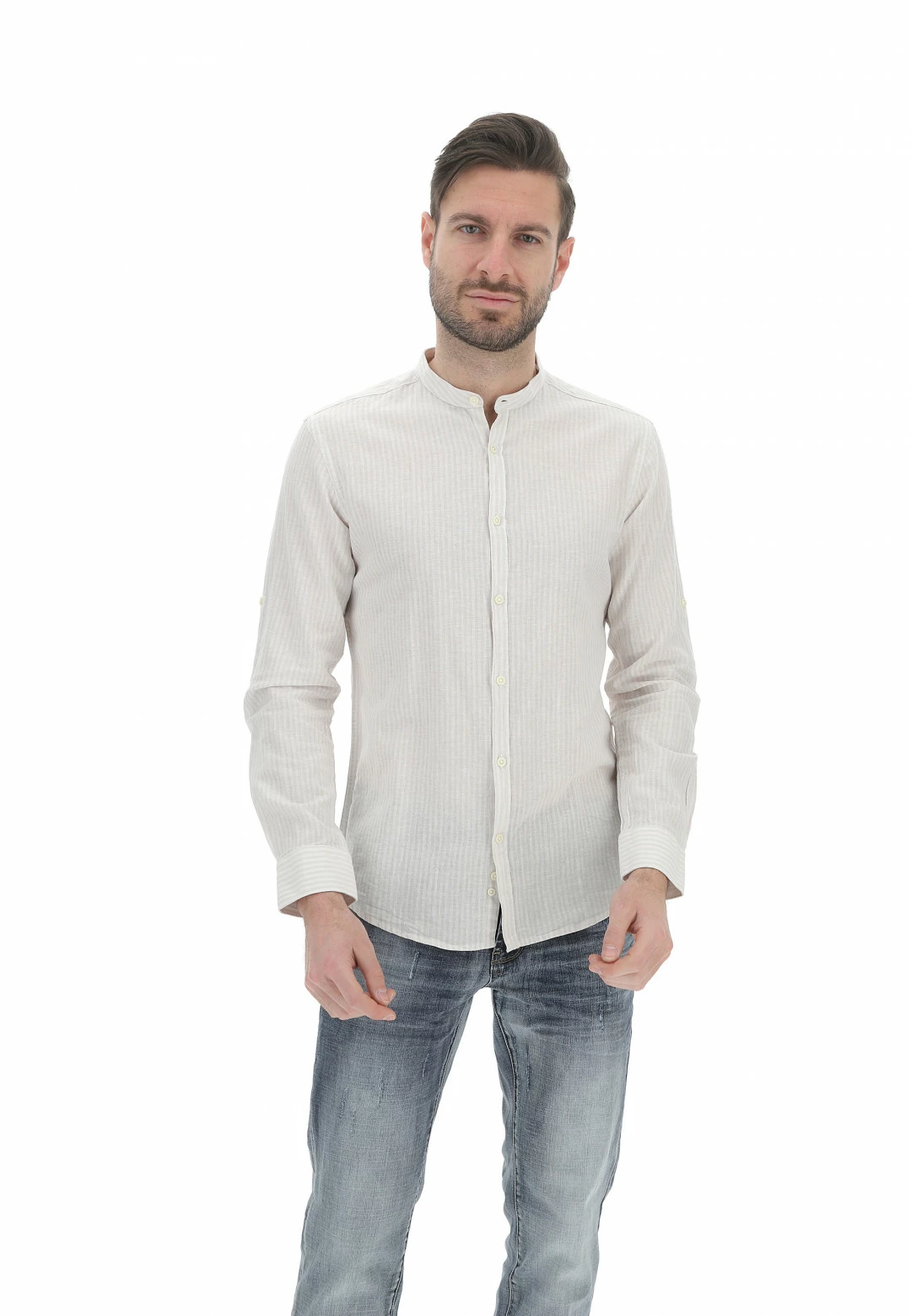 Over-D Camicia Over/d Con Collo Alla Corena In Misto Lino A Righe 3 Over-D Camicia Over/d Con Collo Alla Corena In Misto Lino A Righe