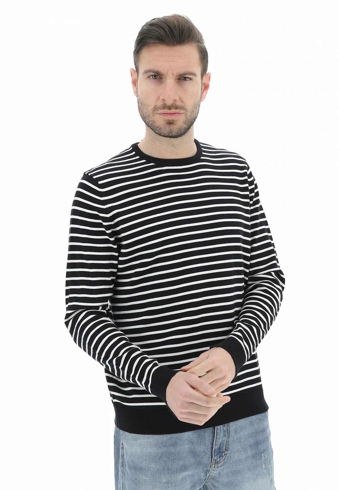 ONLY E SONS Maglioncino Girocollo Rigato In Cotone Only&sons Uomo 3 ONLY E SONS Maglioncino Girocollo Rigato In Cotone Only&sons Uomo