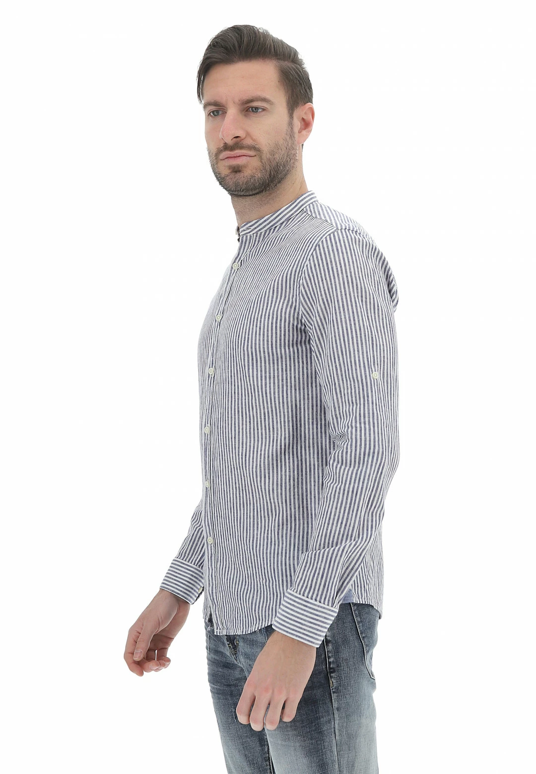 Over-D Camicia Over/d Con Collo Alla Corena In Misto Lino A Righe 9 Over-D Camicia Over/d Con Collo Alla Corena In Misto Lino A Righe - immagine 7