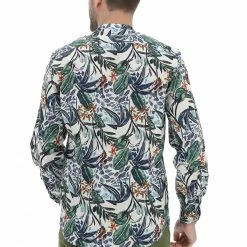 Camicia Con Collo Alla Coreana Markup In Fantasia Foglie All Over -Lacoste shop 069b9786a9ed5616b13e43dc6a39aa44