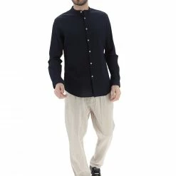 8.9 OTTOPUNTONOVE Camicia 8.9 Collo Coreana Con Tessuto Rigato Tinta Unita -Lacoste shop 09dcd3de212f8b6f90616e642449c0c0