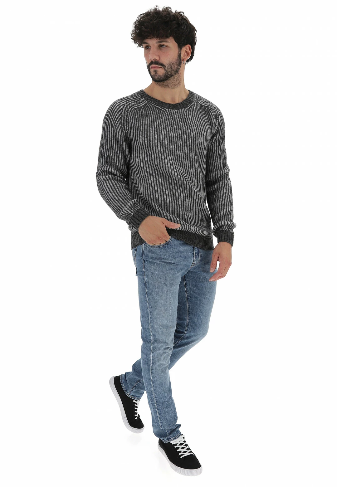 8.9 OTTOPUNTONOVE Maglione Girocollo In Costina Inglese Bicolor 8.9 Misto Lana 6 8.9 OTTOPUNTONOVE Maglione Girocollo In Costina Inglese Bicolor 8.9 Misto Lana - immagine 5