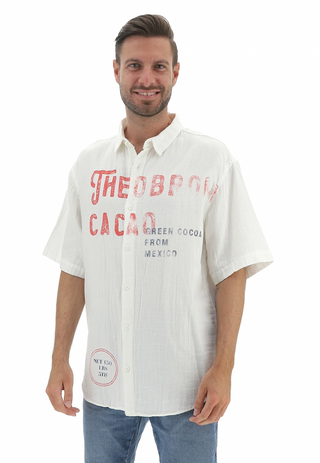 Camicia Maxi Catch Uomo Effetto Lino Con Scritte Sfumate Fronte E Retro 4 Camicia Maxi Catch Uomo Effetto Lino Con Scritte Sfumate Fronte E Retro - immagine 2