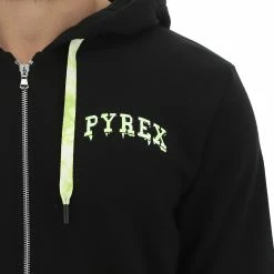 Felpa Pyrex Con Zip Cappuccio E Logo Gommato Fluo -Lacoste shop 0ae230ef9107155d6da4de30436dfa9b