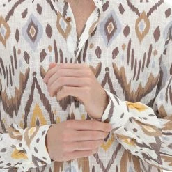 Over-D Camicia Leggera Con Collo Alla Coerana Over/d Fantasia All Over -Lacoste shop 0def06544dab93f942cc0400f2419a66