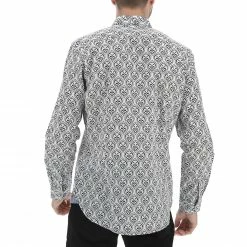 Camicia Age Uomo In Lino E Cotone Con Fantasia Tamascata -Lacoste shop 1025b4b70fb7808d723d6255d75cec1c