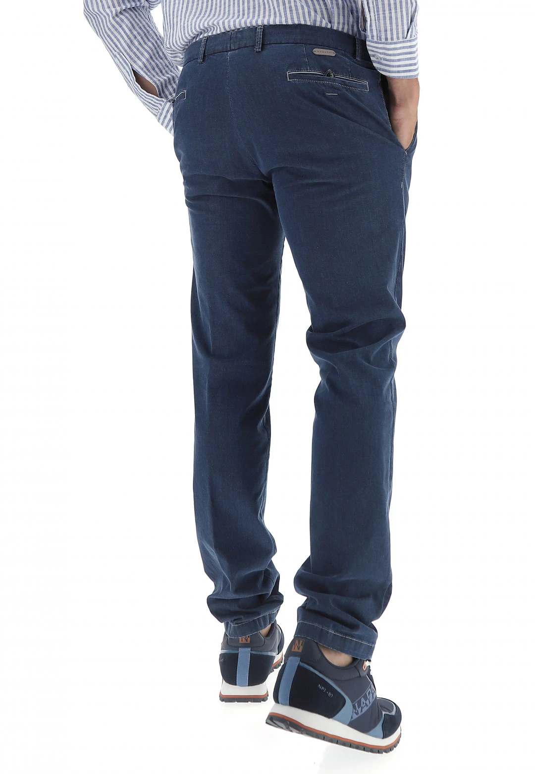 Chinos In Denim Bugatti Stretch Uomo Con Tasche A Filo 5 Chinos In Denim Bugatti Stretch Uomo Con Tasche A Filo - immagine 3