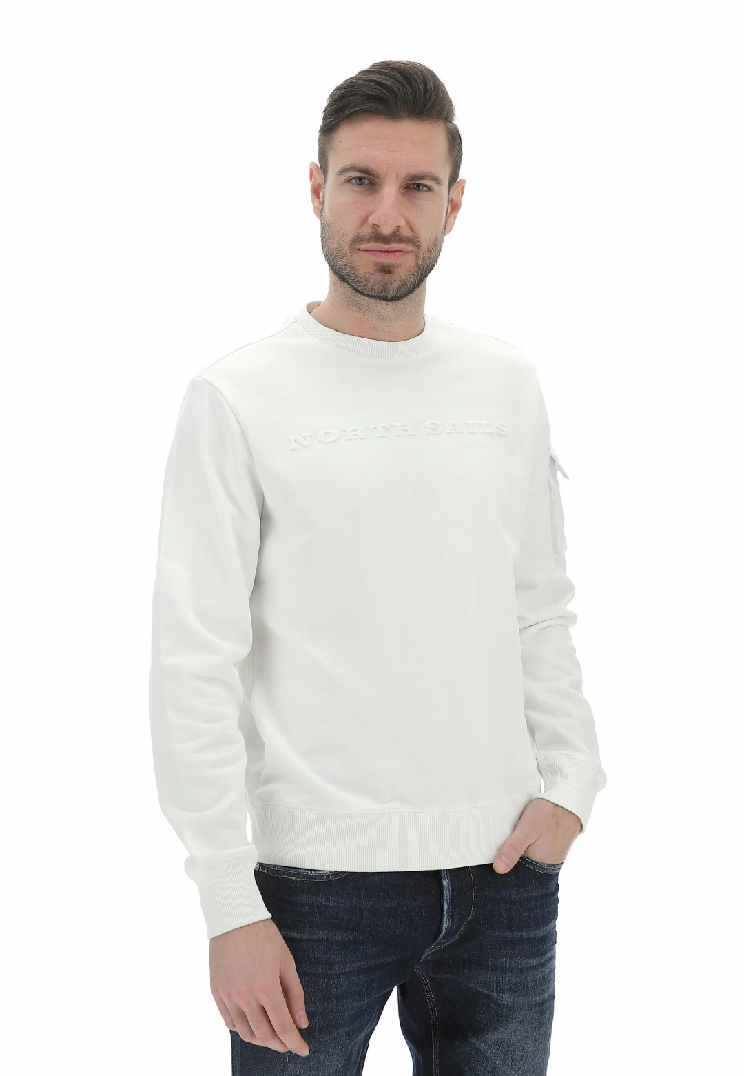 Felpa Girocollo North Sails Uomo Con Tasca Su Manica E Logo In Rilievo 3 Felpa Girocollo North Sails Uomo Con Tasca Su Manica E Logo In Rilievo