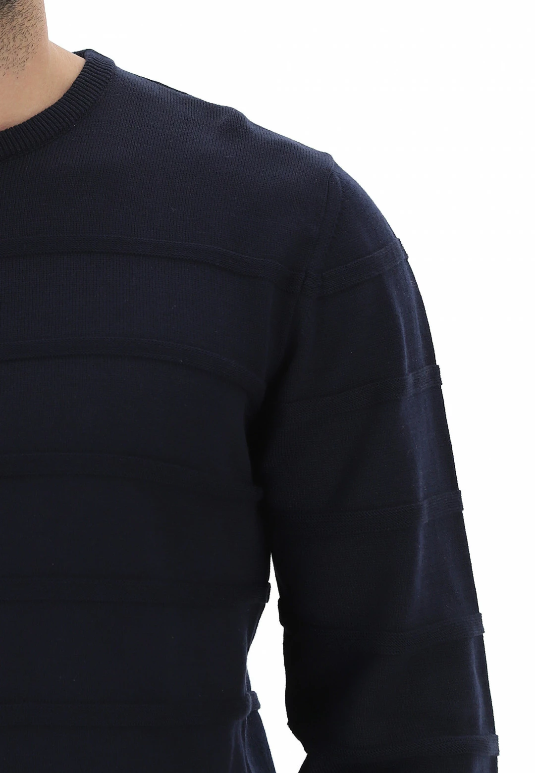 Maglione Girocollo Con Riga Tono Su Tono Blu Salina 7 Maglione Girocollo Con Riga Tono Su Tono Blu Salina - immagine 5