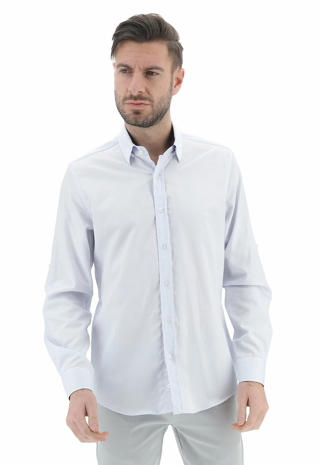 EKS Camicia Fashion èks Uomo Slim Fit Con Microfantasia All Over 3 EKS Camicia Fashion èks Uomo Slim Fit Con Microfantasia All Over