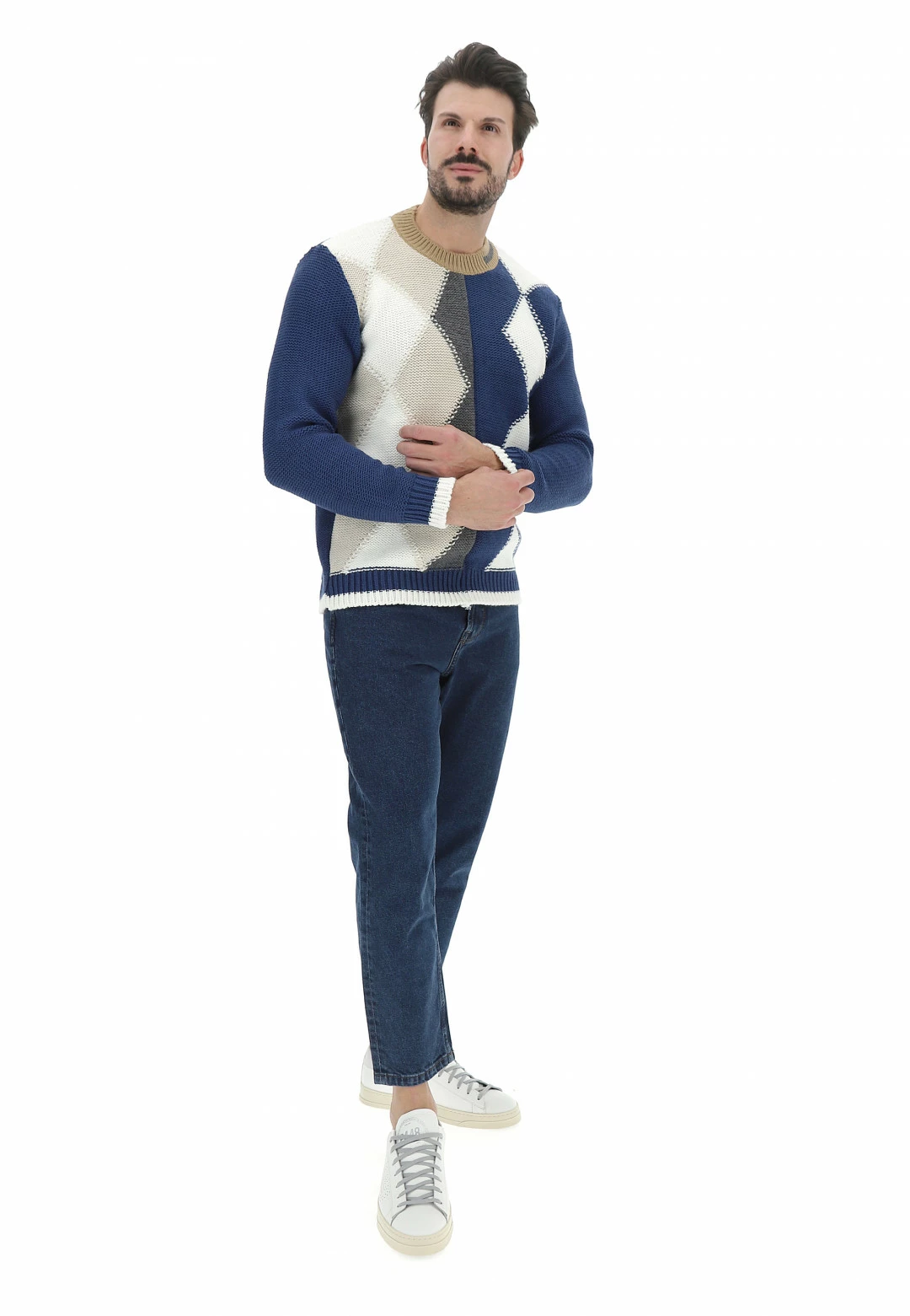 Over-D Maglione Uomo Over D Made In Italy A Rombi Multicolor 6 Over-D Maglione Uomo Over D Made In Italy A Rombi Multicolor - immagine 4