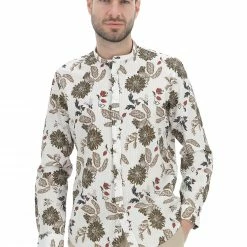 8.9 OTTOPUNTONOVE Camicia 8.9 Uomo Con Collo Coreana In Cotone Fantasia A Fiori All Over