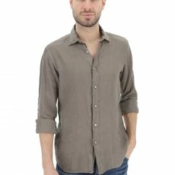 8.9 OTTOPUNTONOVE Camicia Manica Lunga Lino Tinta Unita -Lacoste shop 23bac5babe66cf957534b6b6e0c1a539
