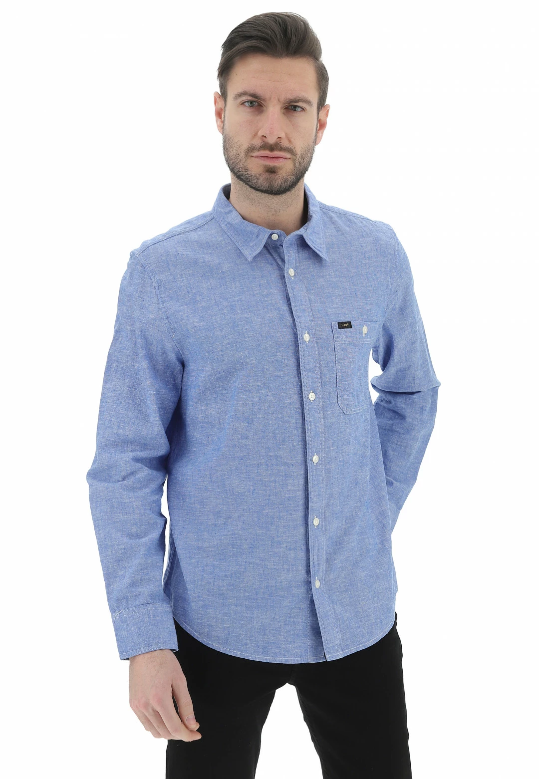 Camicia Uomo Lee In Misto Cotone E Lino Tinta Unita 3 Camicia Uomo Lee In Misto Cotone E Lino Tinta Unita