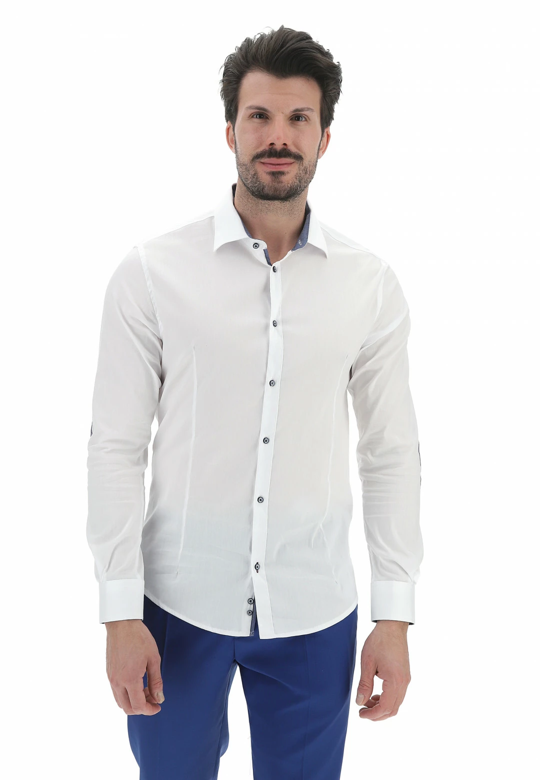 EKS Camicia Tinta Unita Stretch Toppe A Contrasto èks 3 EKS Camicia Tinta Unita Stretch Toppe A Contrasto èks