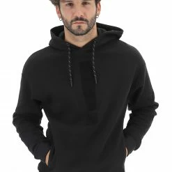 Felpa Foderata Con Cappuccio !solid Uomo Con Tasche Frontali