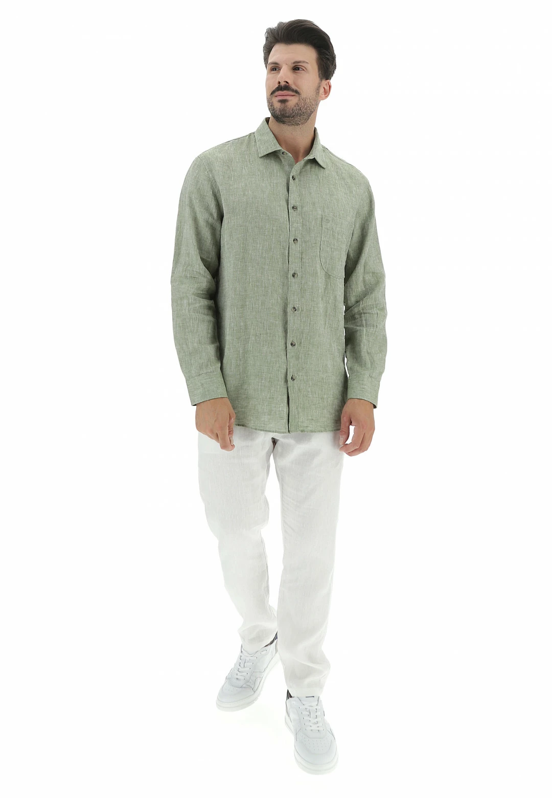 Camicia 100% Lino Olymp Con Taschino Frontale 21 Camicia 100% Lino Olymp Con Taschino Frontale - immagine 19