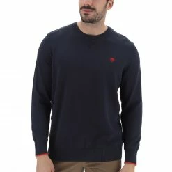 Maglioncino Girocollo Timberland In Cotone Biologico Con Logo Sul Petto A Contrasto