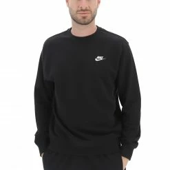 Felpa Girocollo Nike Uomo Con Logo Ricamao Sul Petto A Contrasto