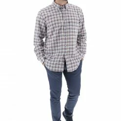 BLU SALINA Camicia Botton Down Con Quadro In Cotone/lino -Lacoste shop 326d23b4ff537158ea553e699e76128a