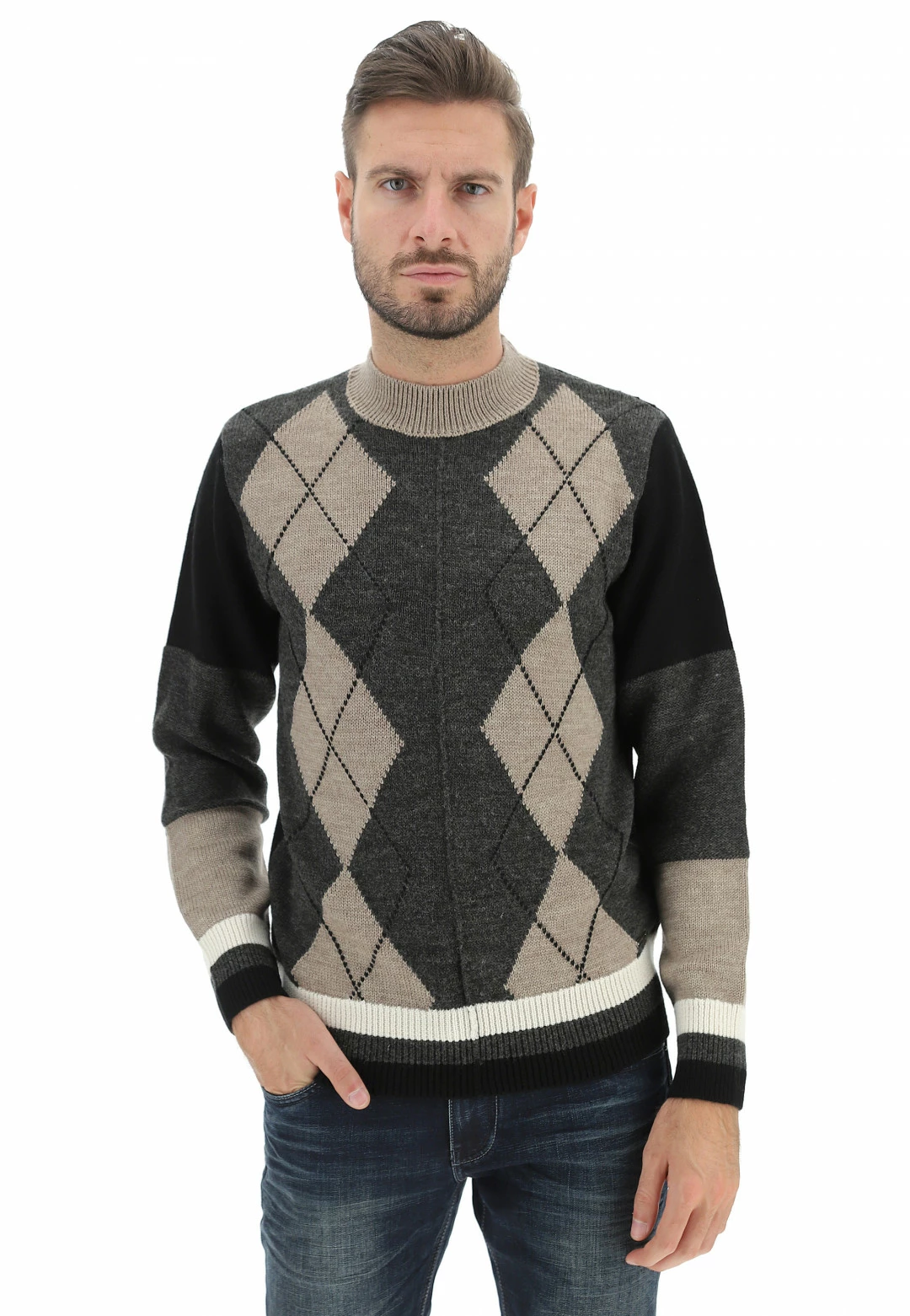 Lupetto Uomo Markup In Fantasia Rombi Markup Misto Lana 3 Lupetto Uomo Markup In Fantasia Rombi Markup Misto Lana