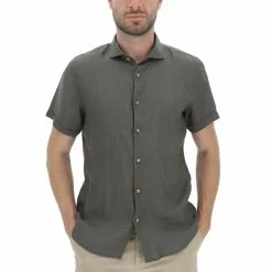 YES.ZEE Camicia In Lino Manica Corta Yes Zee Uomo -Lacoste shop 385c39ea06bed78ba09cc571b8ed7776