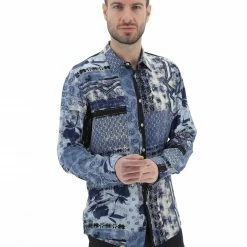 8.9 OTTOPUNTONOVE Camicia Uomo 8.9 In Viscosa Con Patch All Over