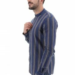 Gaudi Camicia Coreana Misto Lino Rigata Gaudì Regular Fit -Lacoste shop 3d14e2f45eb8e8dec5c98e7358a73347