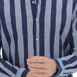 8.9 OTTOPUNTONOVE Camicia Coreana 8.9 In Lino E Cotone A Righe Uomo -Lacoste shop 3df58292aa97c1e7eca09d64e0c85215