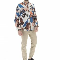 Camicia Age Uomo Con Collo Coreana E Fantasia Florelae In Lino E Cotone -Lacoste shop 3fd4aced81019070815b33aa09220276