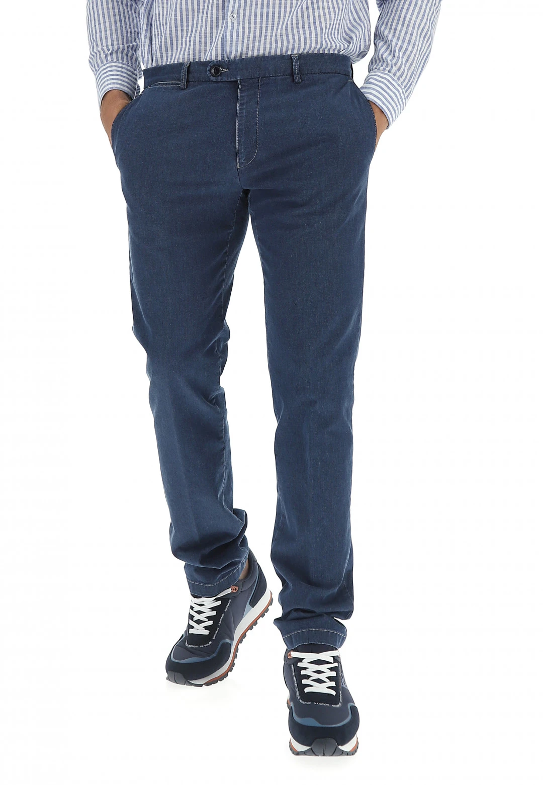 Chinos In Denim Bugatti Stretch Uomo Con Tasche A Filo 3 Chinos In Denim Bugatti Stretch Uomo Con Tasche A Filo