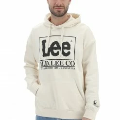 Felpa Lee In Cotone Garzato Con Cappuccio E Maxi Scitta Frontale