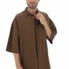 Camicia Over Catch Uomo Effetto Lino Con Manica Scesa E Taschino