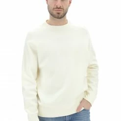 Maglioncino Girocollo Calvin Klein Uomo Tinta Unita Con Patch Gommata Tono Su Tono