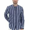 8.9 OTTOPUNTONOVE Camicia Coreana 8.9 In Lino E Cotone A Righe Uomo