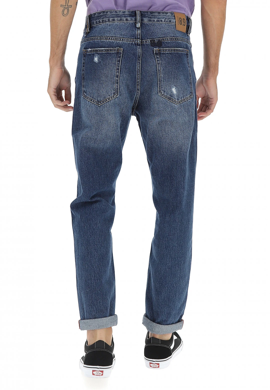 8.9 OTTOPUNTONOVE Pantalone Jeans 8.9 Mod. Wilson In Cotone Loose Fit Con Lavaggio Scuro E Rotture 5 8.9 OTTOPUNTONOVE Pantalone Jeans 8.9 Mod. Wilson In Cotone Loose Fit Con Lavaggio Scuro E Rotture - immagine 3