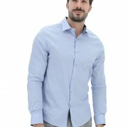 EKS Camicia èks Uomo Stretch Con Dettagli Toppe A Contrasto Made In Italy
