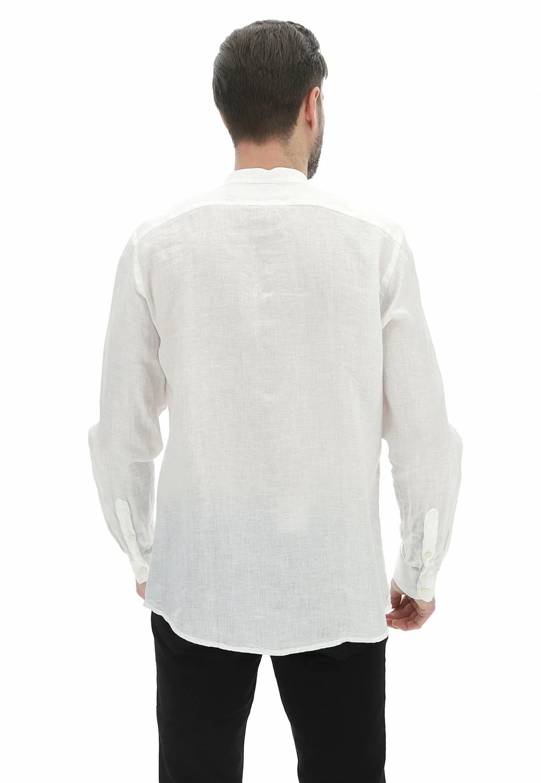 Camicia Age Uomo Con Collo Coreana 100% Lino Tinta Unita 5 Camicia Age Uomo Con Collo Coreana 100% Lino Tinta Unita - immagine 3