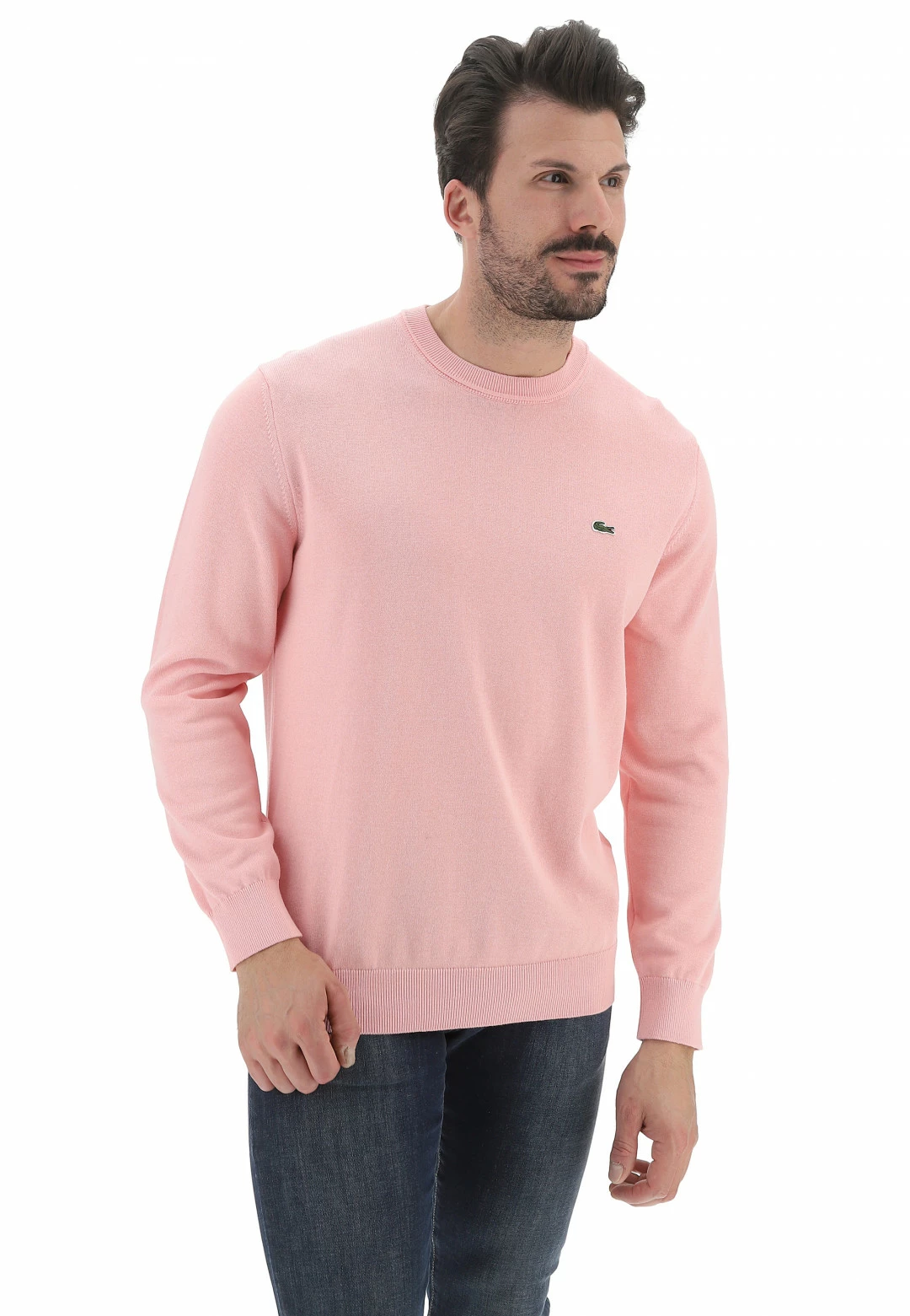 Maglioncino Girocollo Lacoste Uomo Tinta Unita Con Logo A Contrasto Sul Petto 2 Maglioncino Girocollo Lacoste Uomo Tinta Unita Con Logo A Contrasto Sul Petto