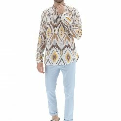 Over-D Camicia Leggera Con Collo Alla Coerana Over/d Fantasia All Over -Lacoste shop 5c258a4d52aa9722efa44defb335dcc2