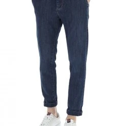 Pantalone Chino In Denim Con Elastico Sul Retro Eks