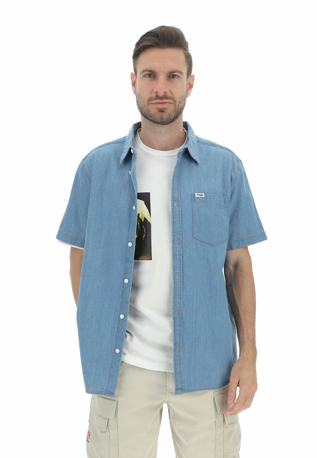 Camicia Denim Manica Corta Wrangler W5k05k20d 3 Camicia Denim Manica Corta Wrangler W5k05k20d