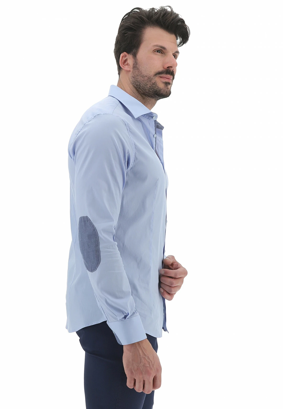 EKS Camicia Tinta Unita Stretch Toppe A Contrasto èks 9 EKS Camicia Tinta Unita Stretch Toppe A Contrasto èks - immagine 7