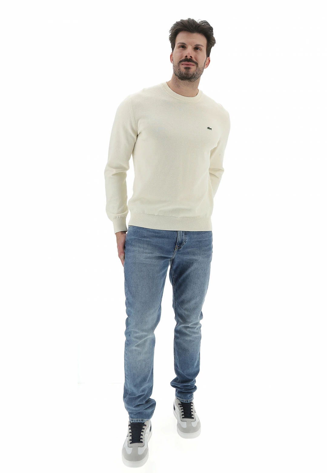 Maglioncino Girocollo Lacoste Uomo Tinta Unita Con Logo A Contrasto Sul Petto 10 Maglioncino Girocollo Lacoste Uomo Tinta Unita Con Logo A Contrasto Sul Petto - immagine 9