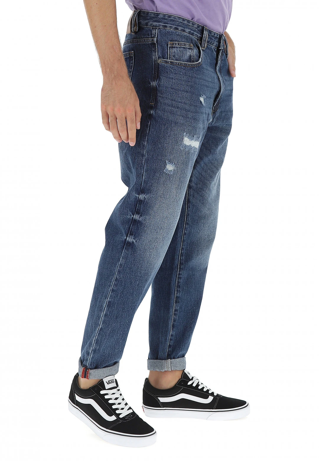 8.9 OTTOPUNTONOVE Pantalone Jeans 8.9 Mod. Wilson In Cotone Loose Fit Con Lavaggio Scuro E Rotture 4 8.9 OTTOPUNTONOVE Pantalone Jeans 8.9 Mod. Wilson In Cotone Loose Fit Con Lavaggio Scuro E Rotture - immagine 2
