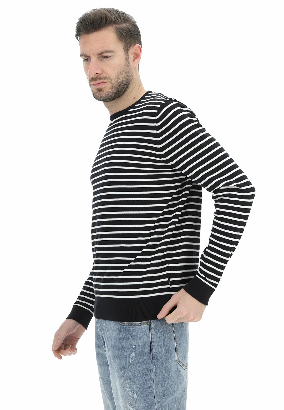 ONLY E SONS Maglioncino Girocollo Rigato In Cotone Only&sons Uomo 4 ONLY E SONS Maglioncino Girocollo Rigato In Cotone Only&sons Uomo - immagine 2