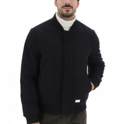 Giaccone Manuel Ritz Modello Bomber In Misto Lana Con Zip E Tasche A Filo