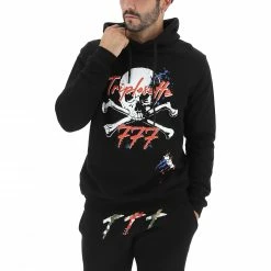 Felpa In Cotone 777 Con Cappuccio E Stampa Con Teschio
