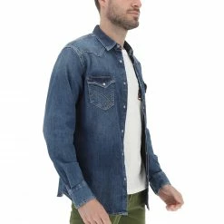 GAS Jeans Camicia In Denim Gas Uomo Con Bottoni A Pressione -Lacoste shop 66fd838200ec1437dafd571330412fbc