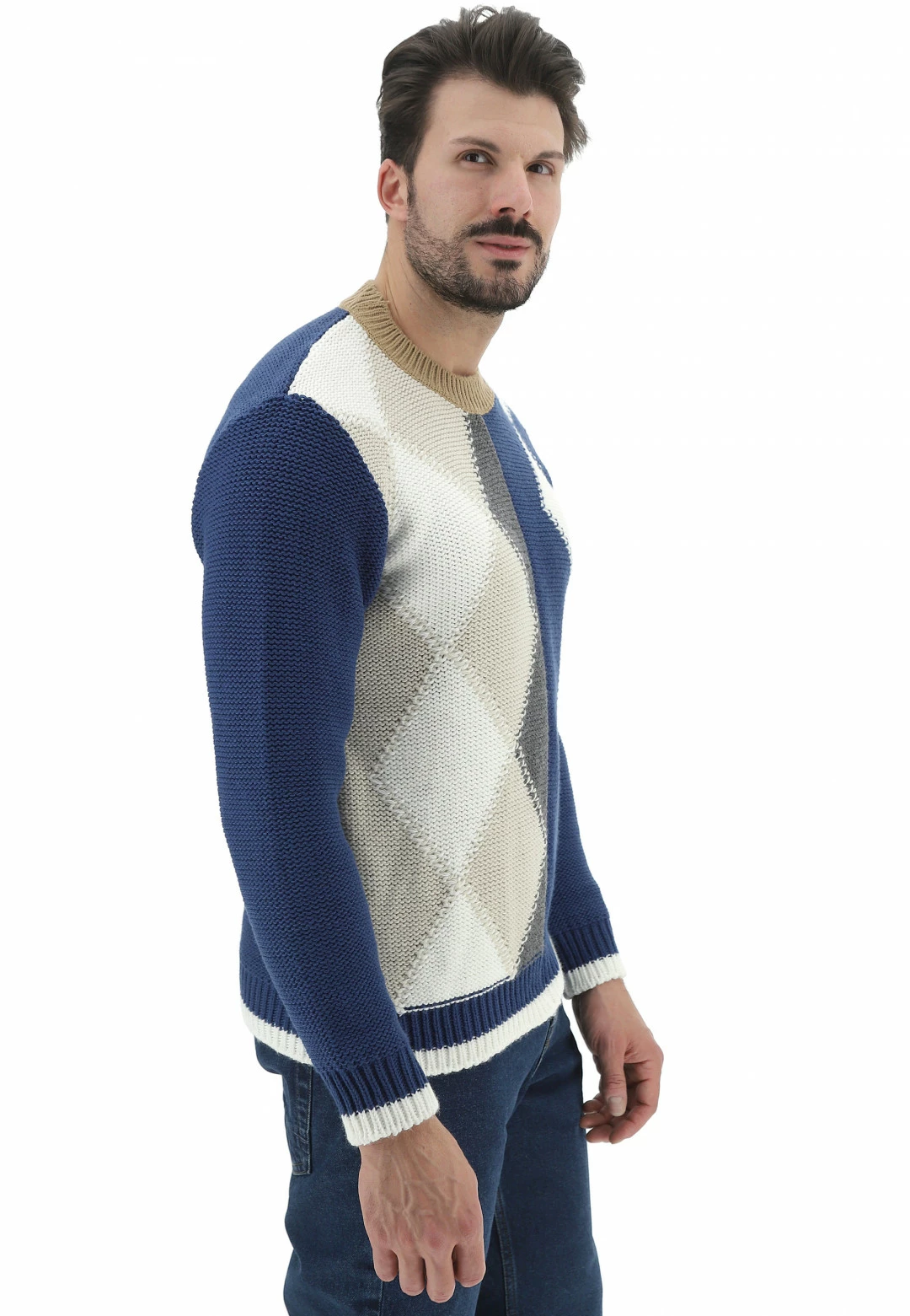 Over-D Maglione Uomo Over D Made In Italy A Rombi Multicolor 4 Over-D Maglione Uomo Over D Made In Italy A Rombi Multicolor - immagine 2